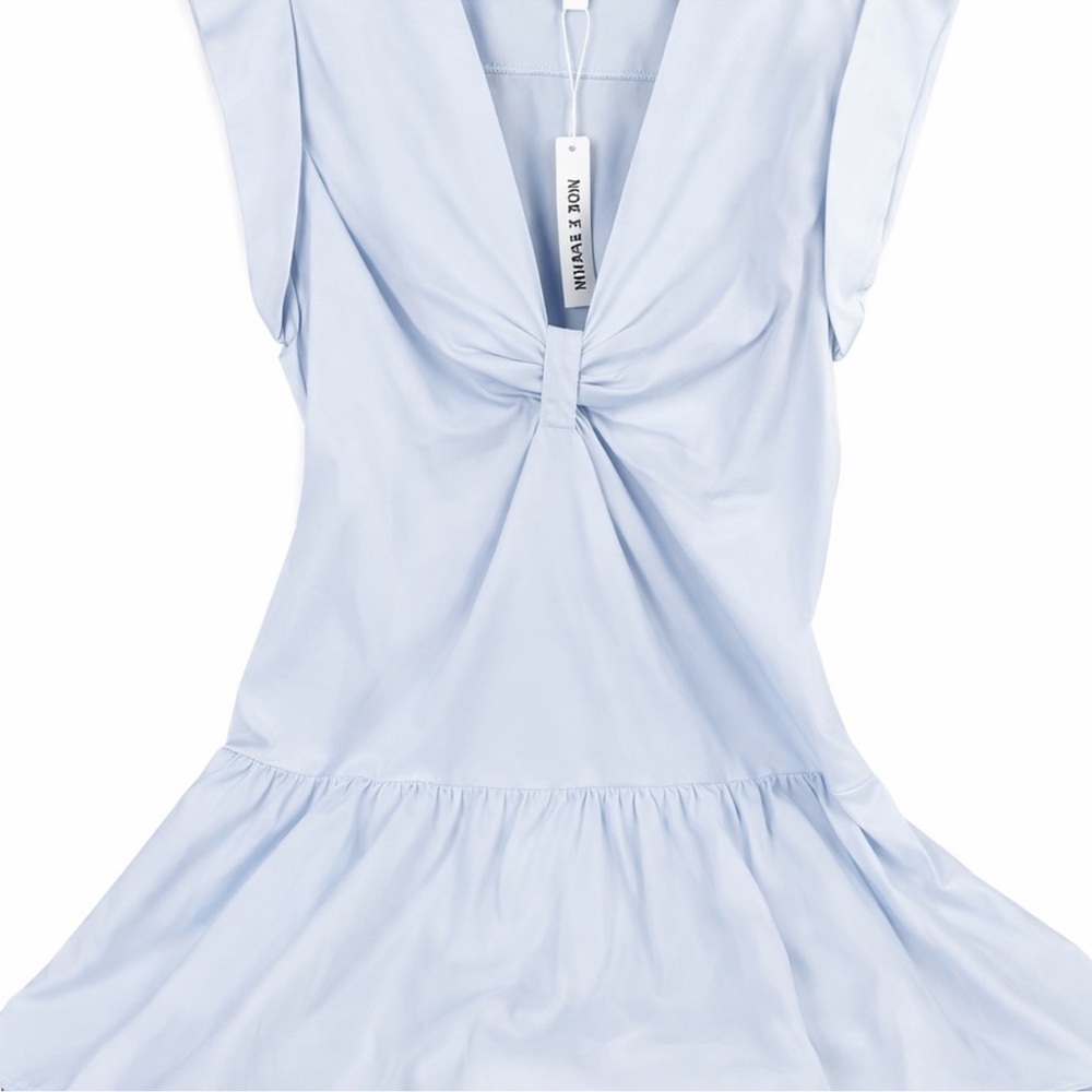 Light Blue Sleeveless Knot-Front Mini Dress - Picture 6 of 6
